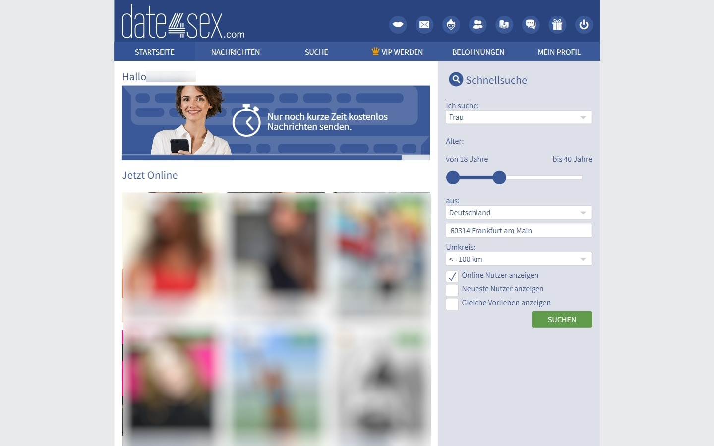 Dates4Sex.net Mitgliederbereich