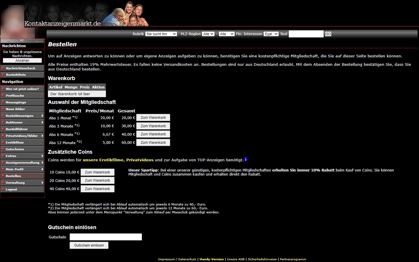 KontaktanzeigenMarkt.de Kosten
