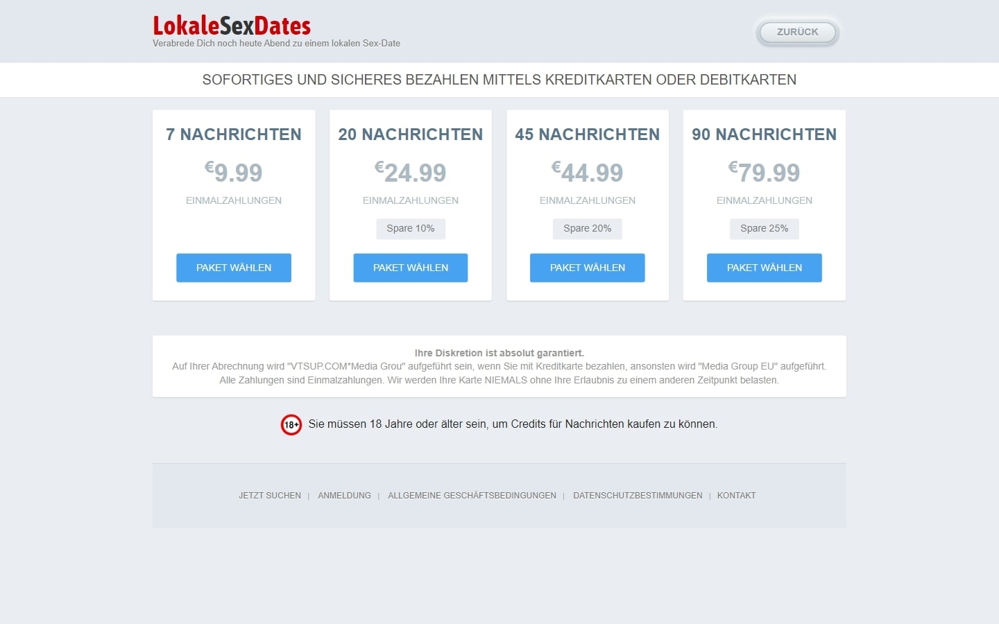 LokaleSexDates.de Kosten