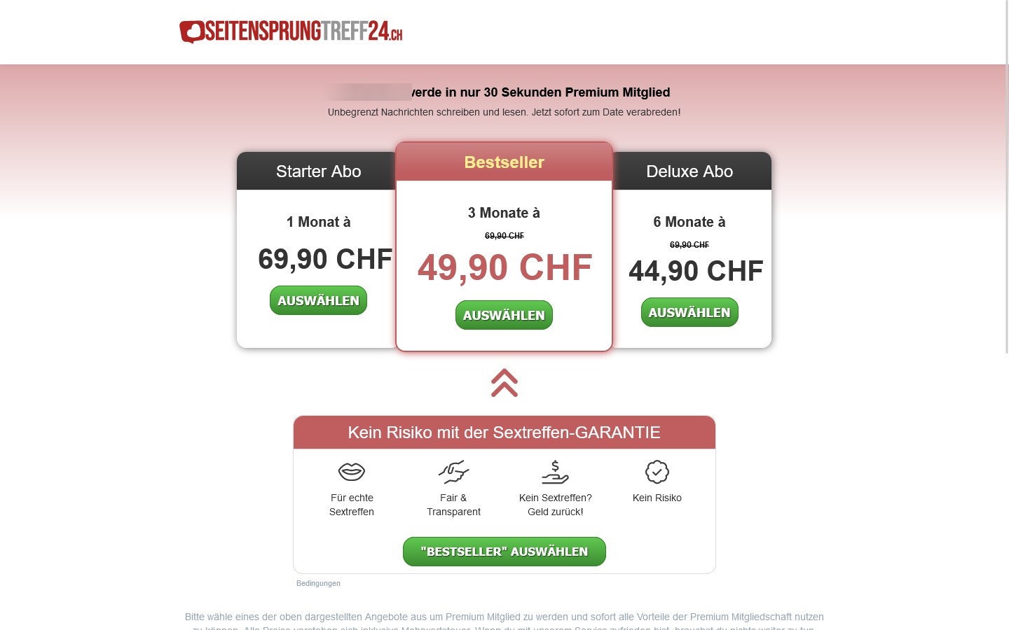 SeitensprungTreff24.ch Kosten
