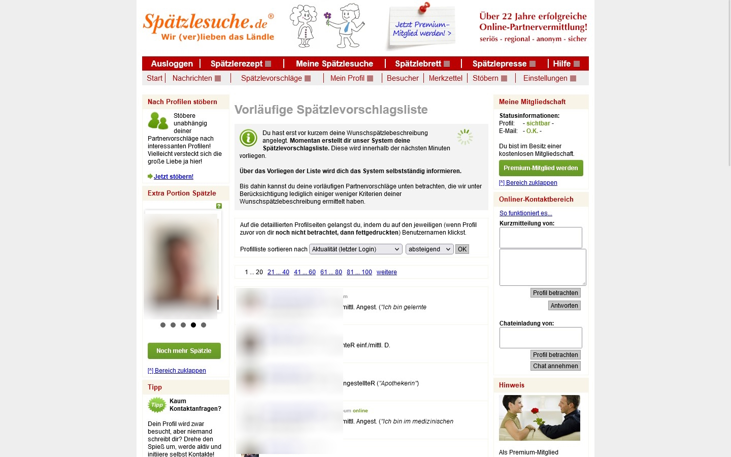 SpaetzleSuche.de Mitgliederbereich