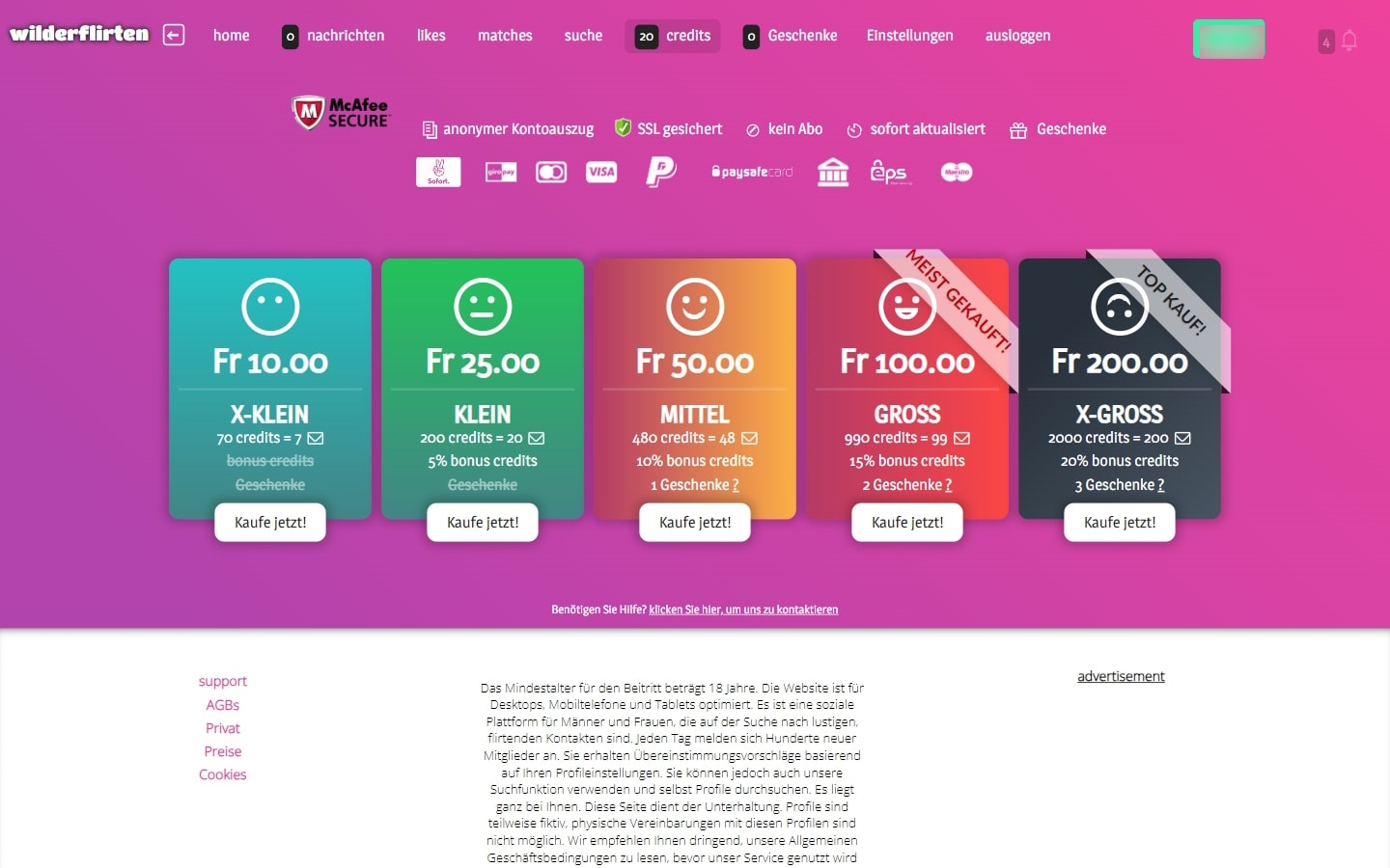 WilderFlirten.com Kosten