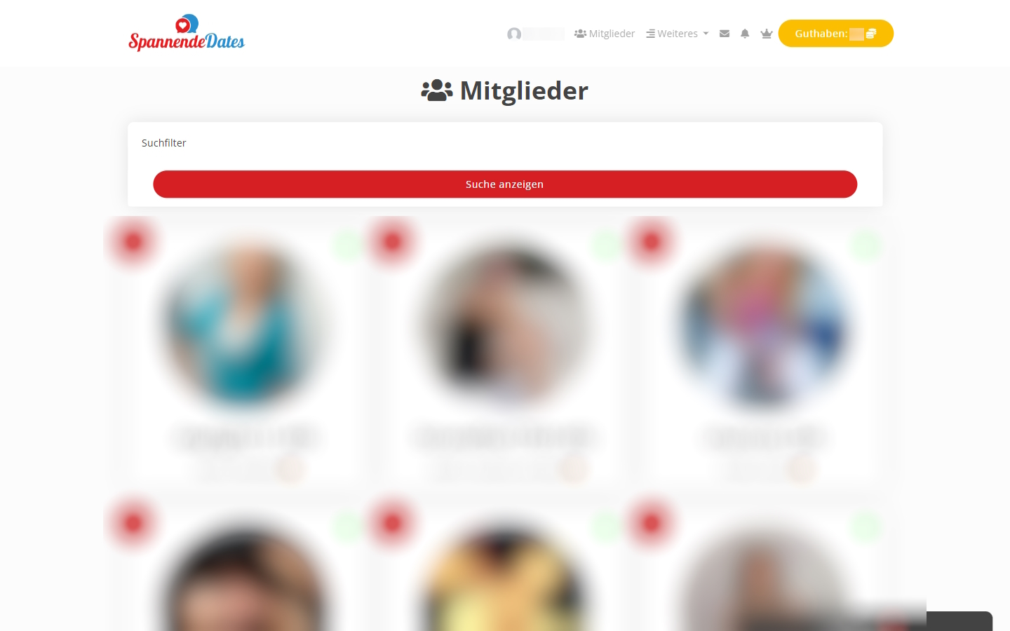 Spannende-Dates.de Mitgliederbereich