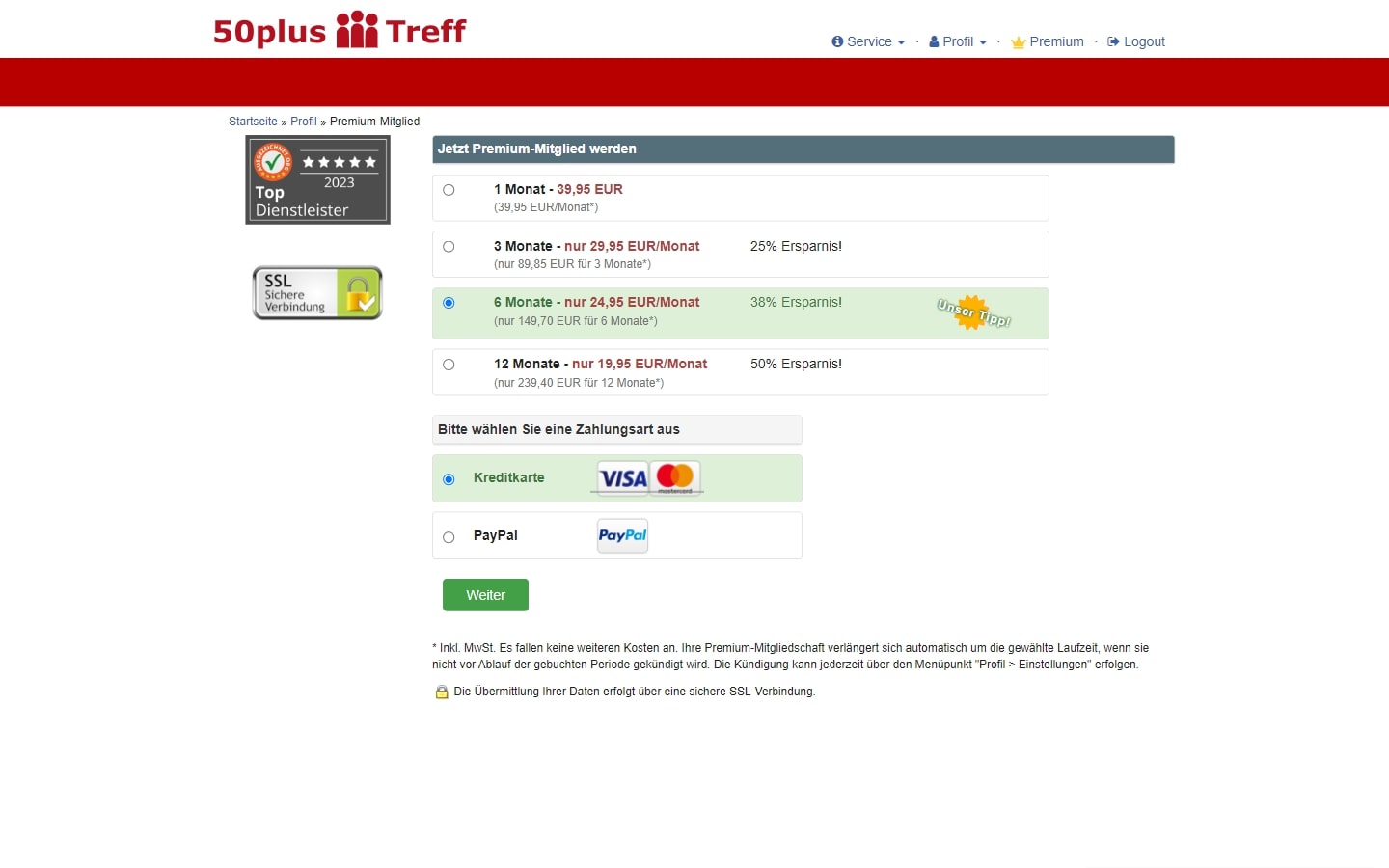 50Plus-Treff.at Kosten