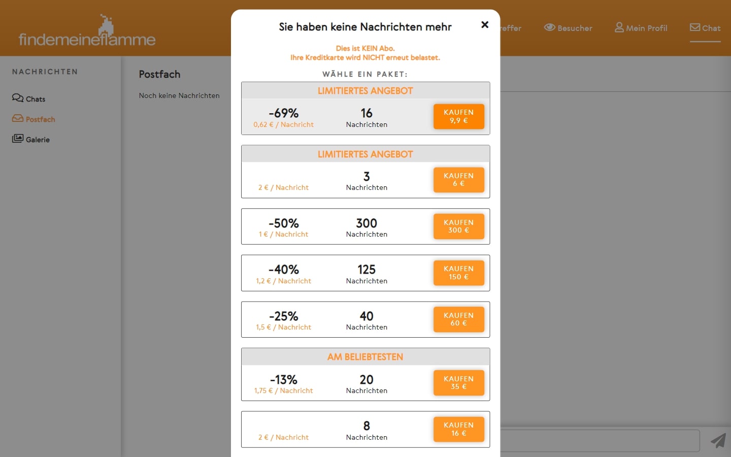 FindeMeineFlamme.com Kosten