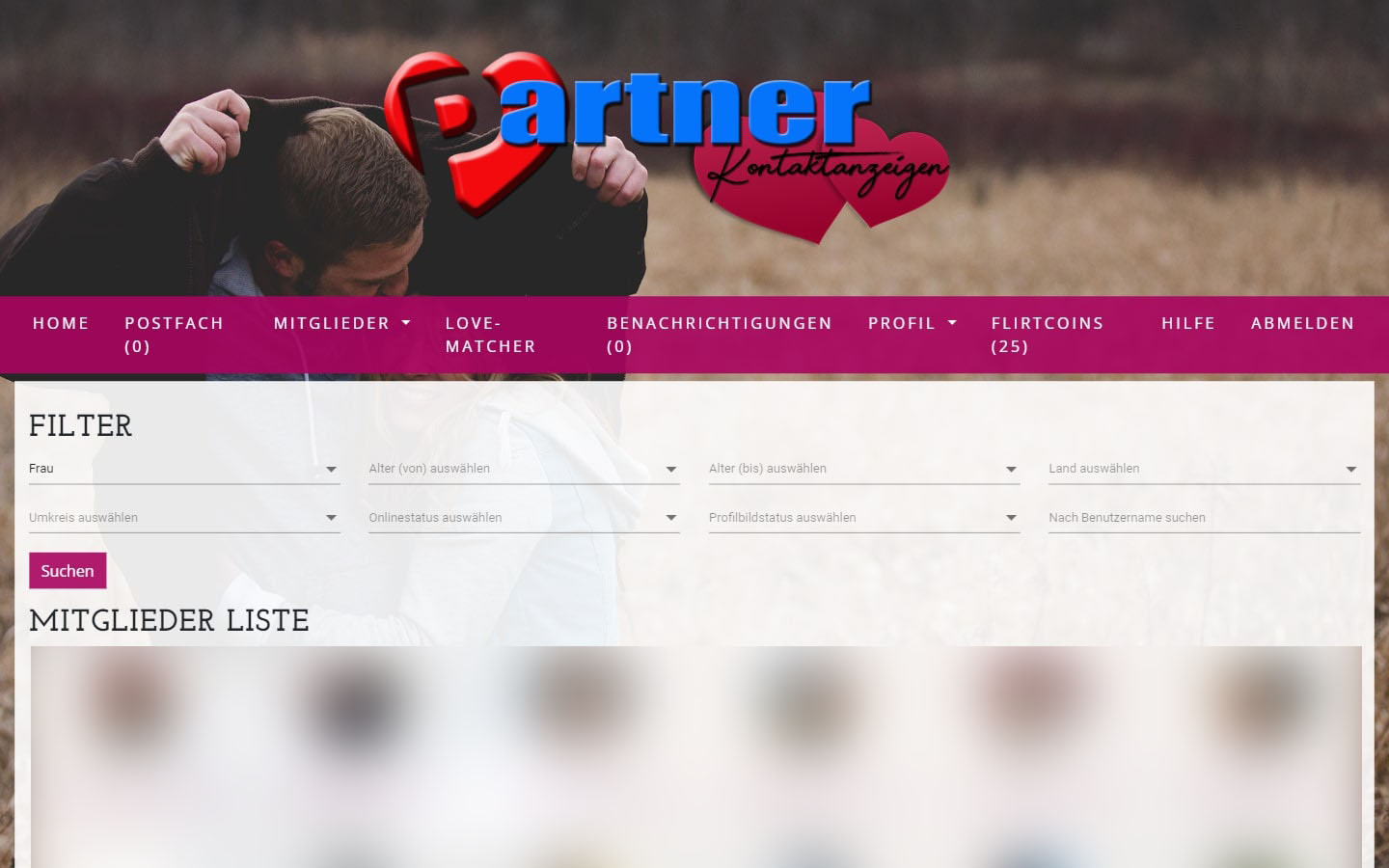 Partner-Kontaktanzeigen.de Mitgliederbereich