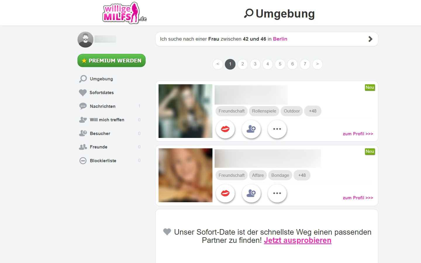 WilligeMilfs.de Mitgliederbereich