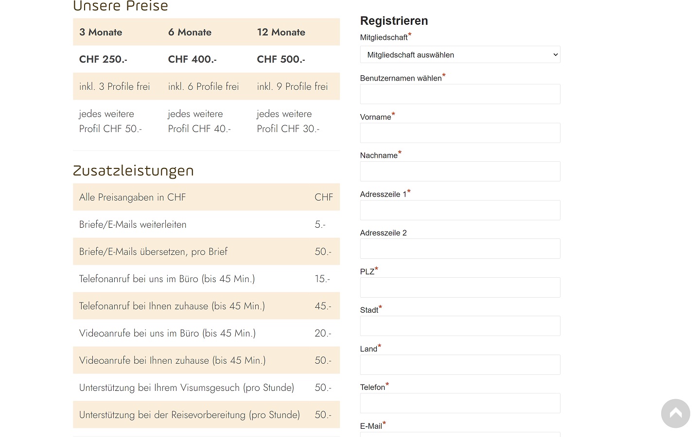 AfricanSingles.ch Kosten